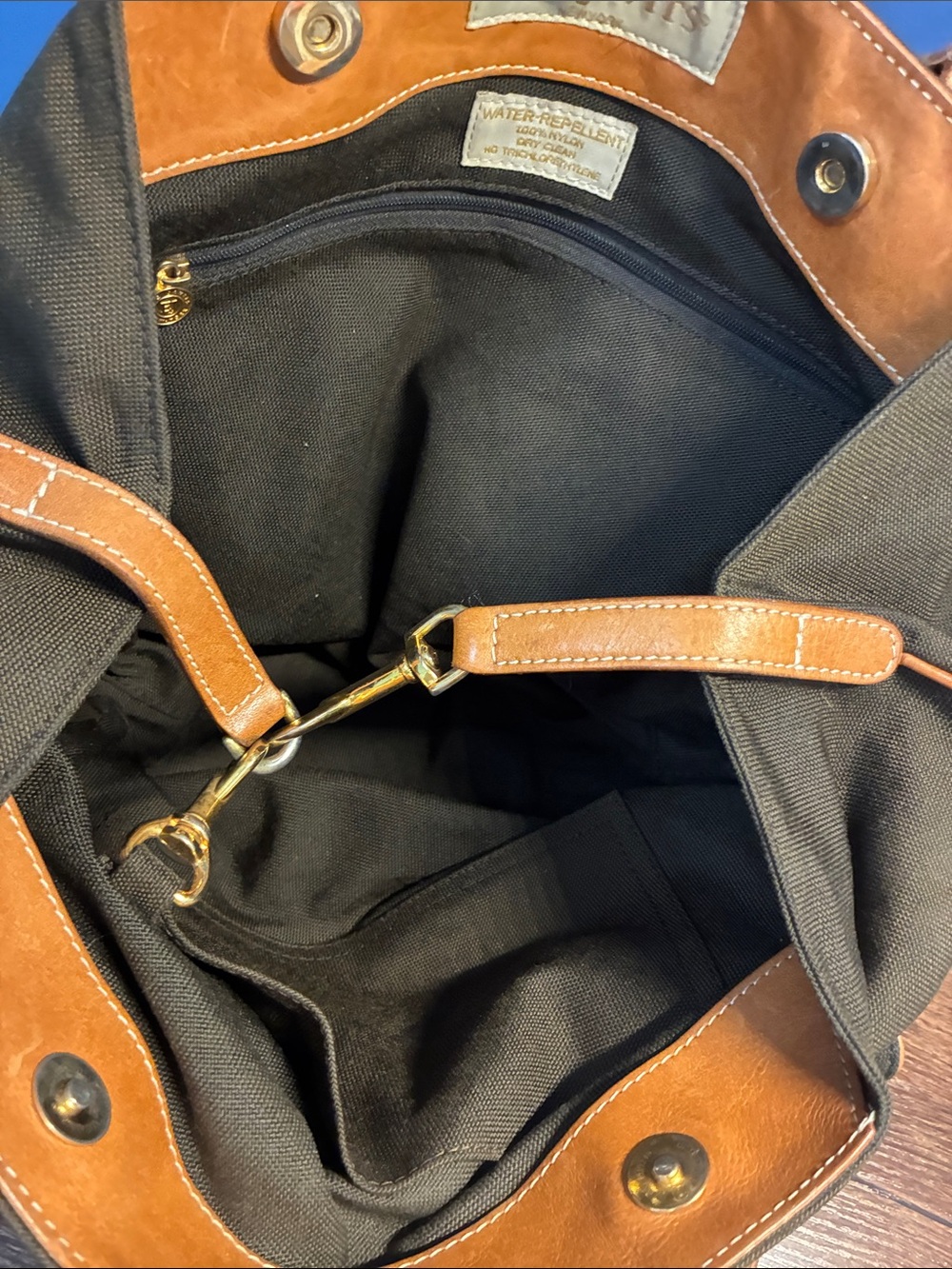 Eric Javits Canvas Tote Bag with Leather Trim - Picture 6 of 9